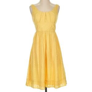 Vince Buttercup Yellow Empire Waist Sleeveless Tea Dress (2)
